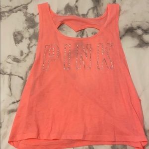 Pink heart cut out tank